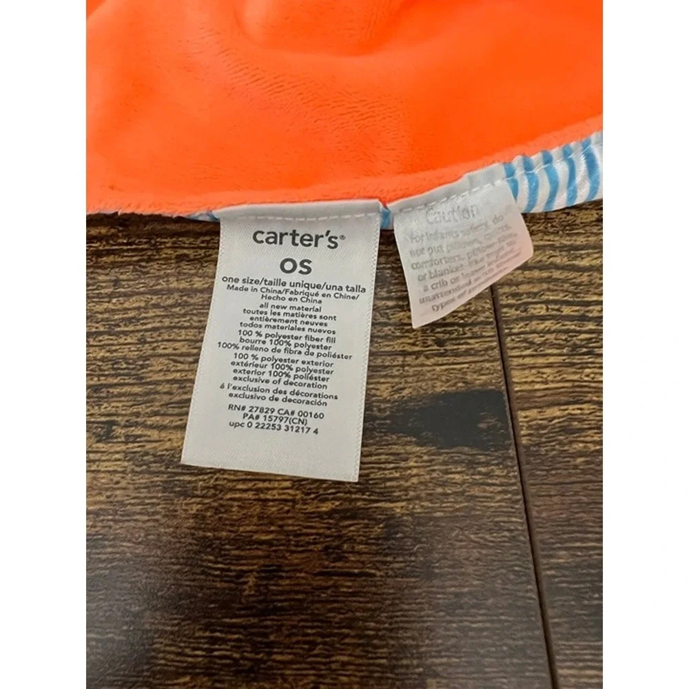 Carters Brown Monkey Plush Orange Blue Striped Security Blanket Lovey Toy